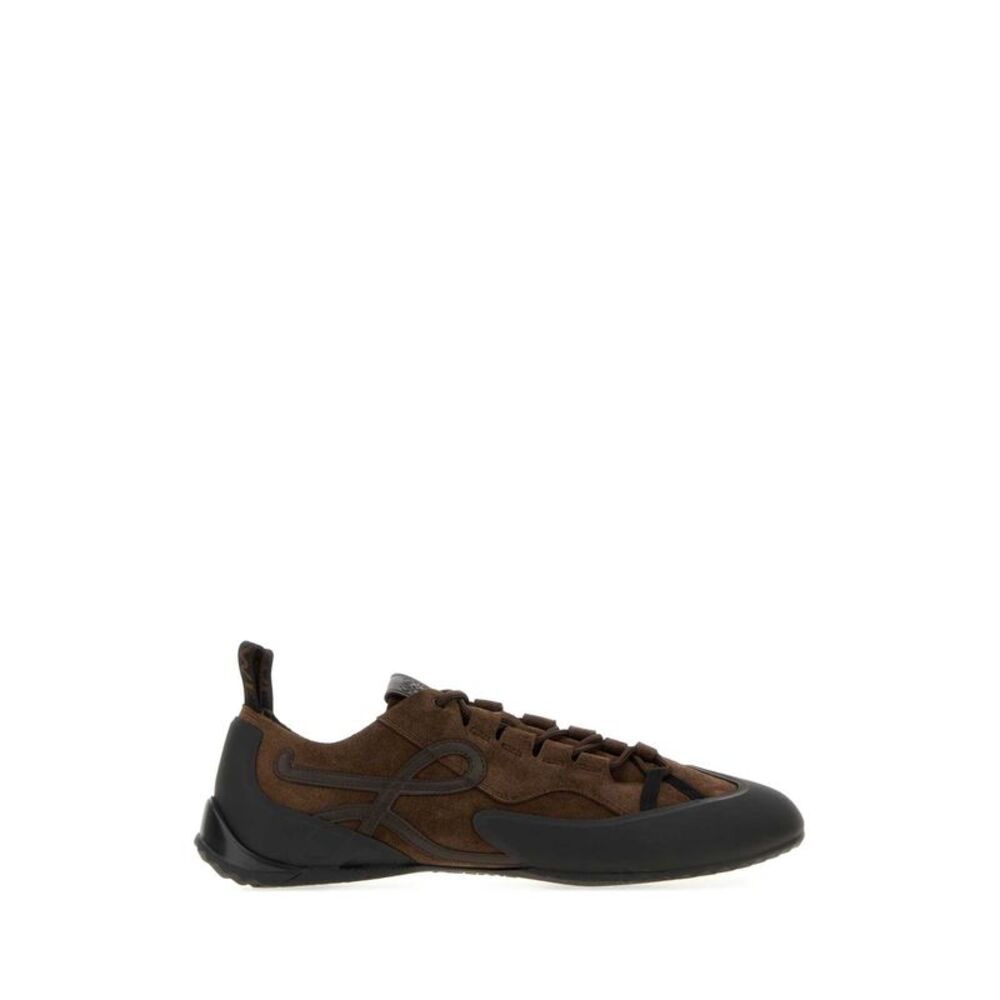 Loewe Men Brown Suede Grip Sneakers